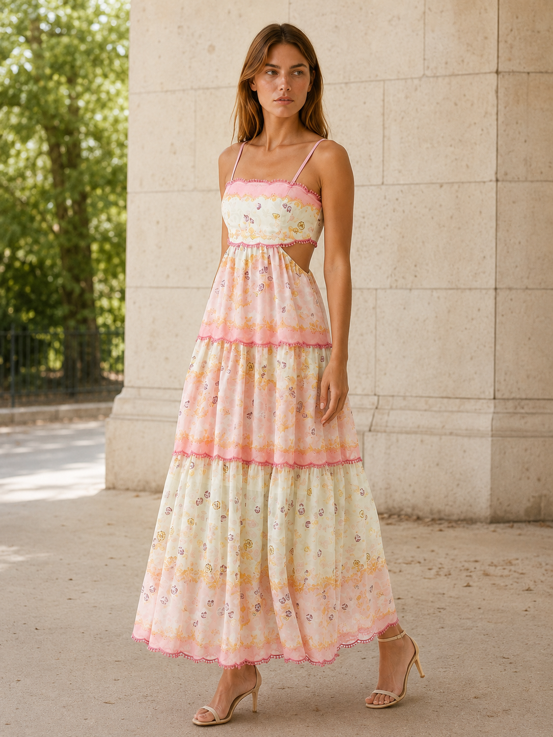 Annika | Floral Maxi Dress with Tiered Ruffle Skirt