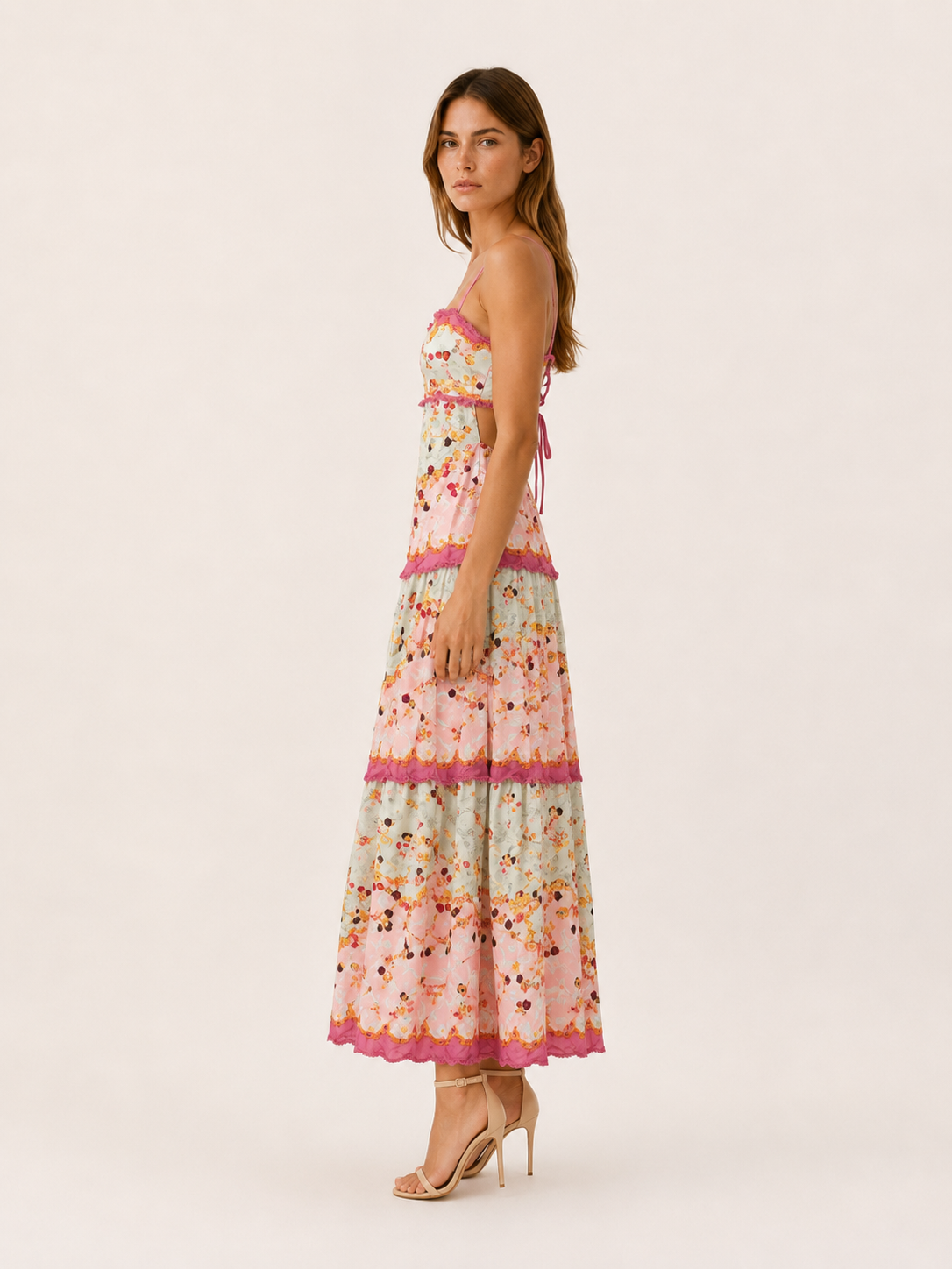 Annika | Floral Maxi Dress with Tiered Ruffle Skirt
