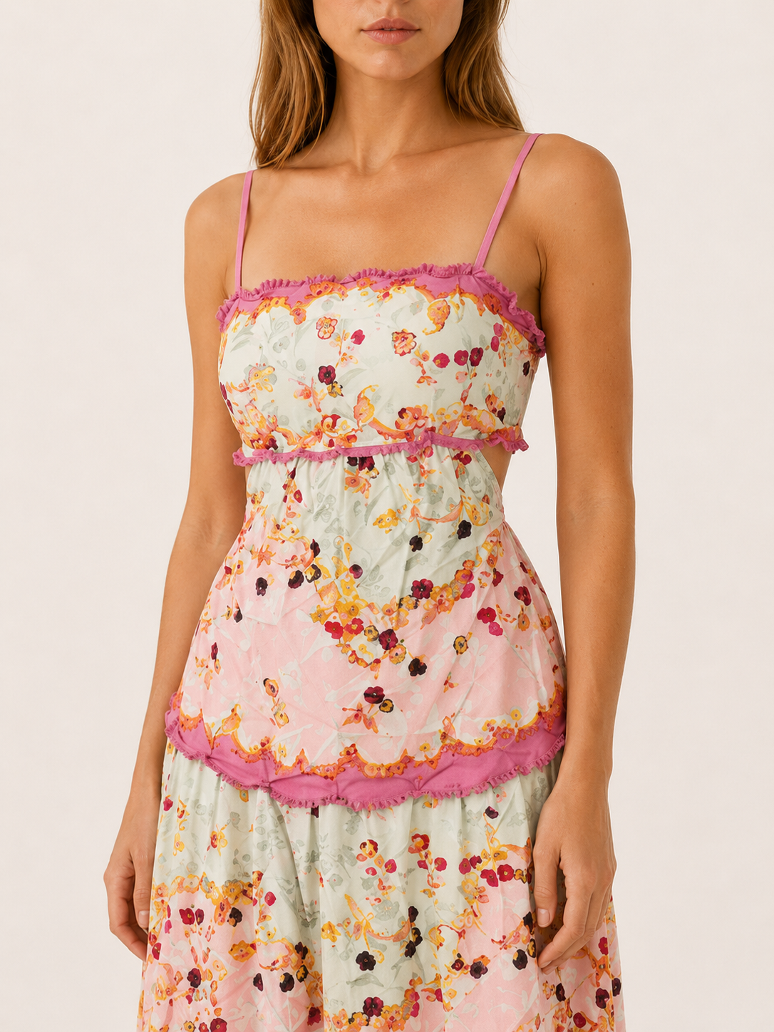 Annika | Floral Maxi Dress with Tiered Ruffle Skirt