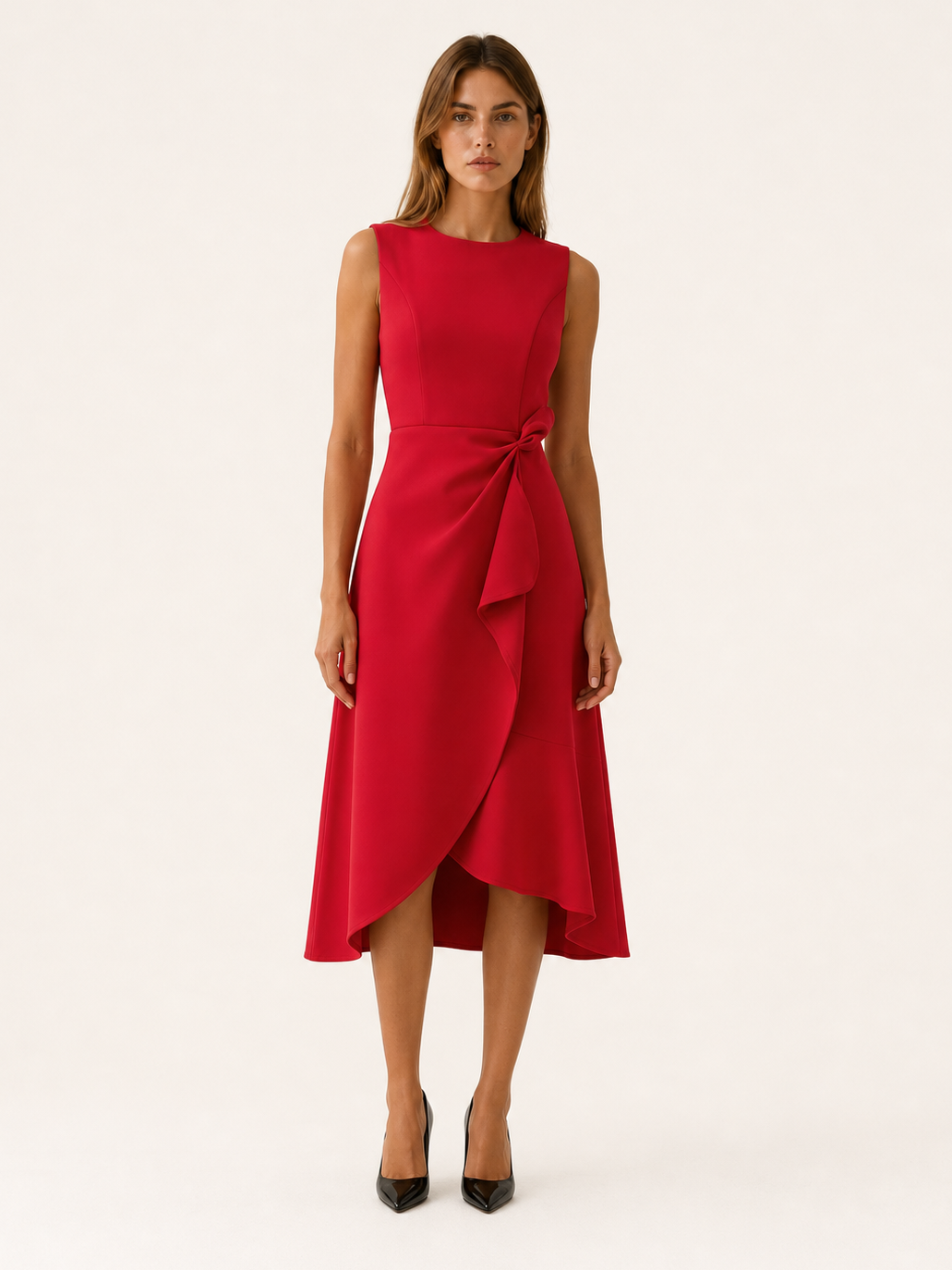 Anouk | Midi Dress with Asymmetric Draped Detail