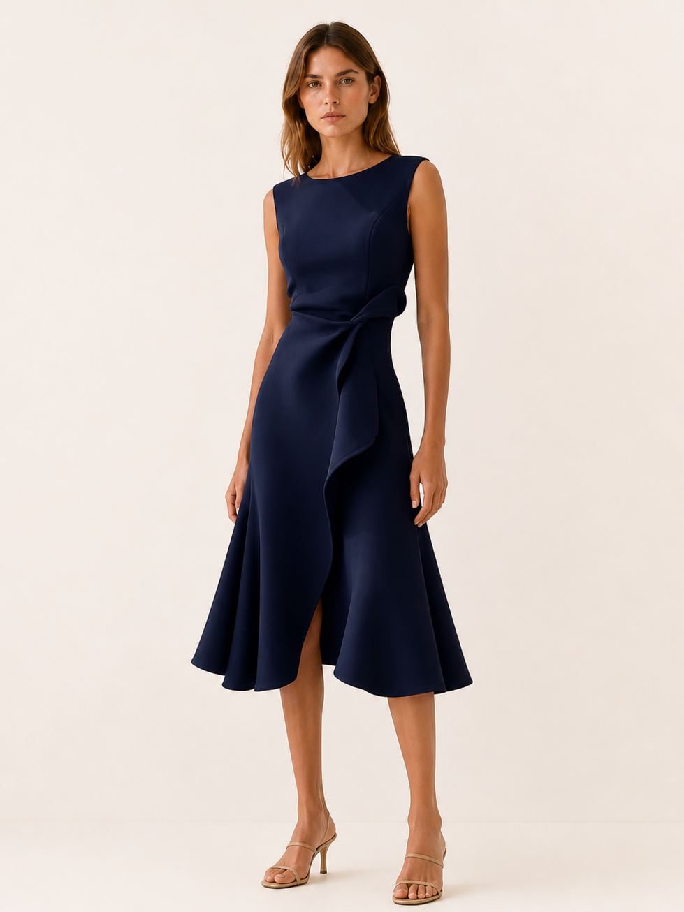 Anouk | Midi Dress with Asymmetric Draped Detail