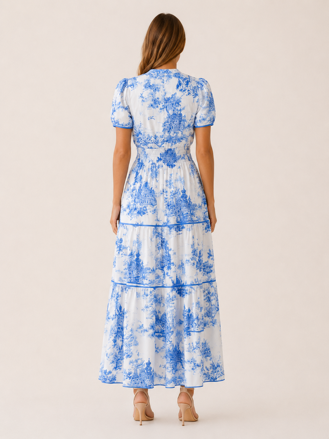 Ansley | Toile Maxi Dress with Smocked Waist Tiered Skirt