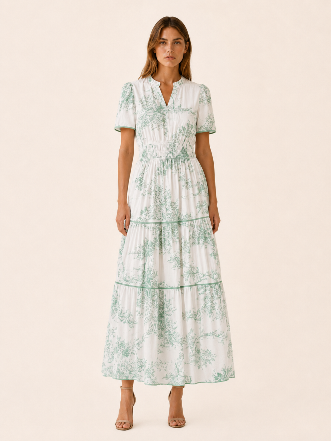 Ansley | Toile Maxi Dress with Smocked Waist Tiered Skirt
