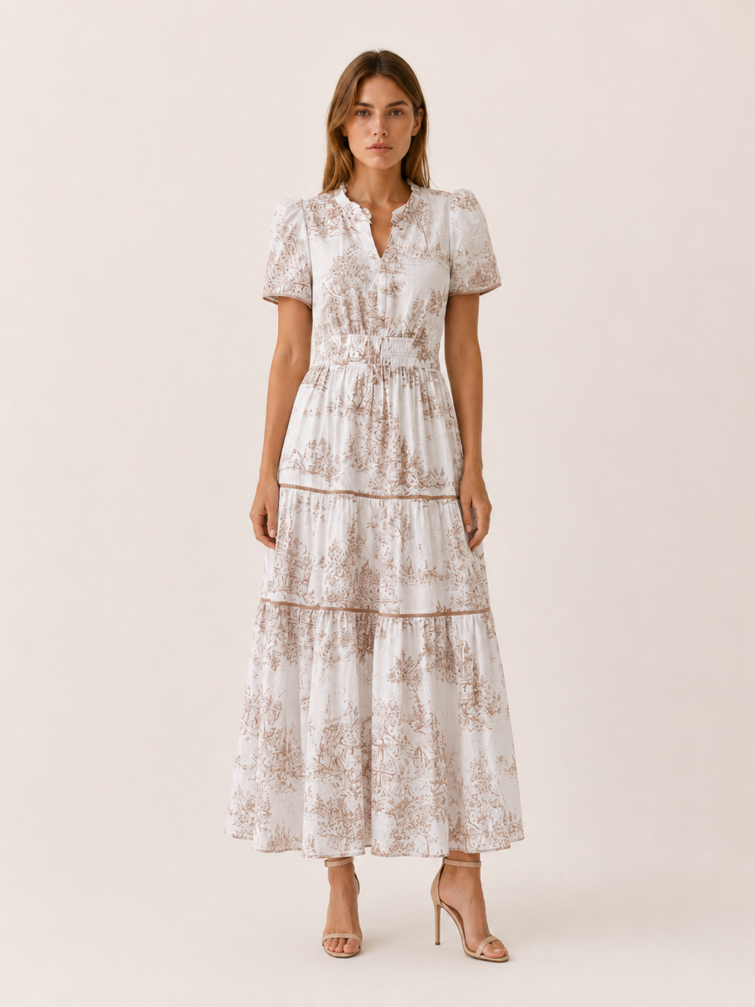 Ansley | Toile Maxi Dress with Smocked Waist Tiered Skirt