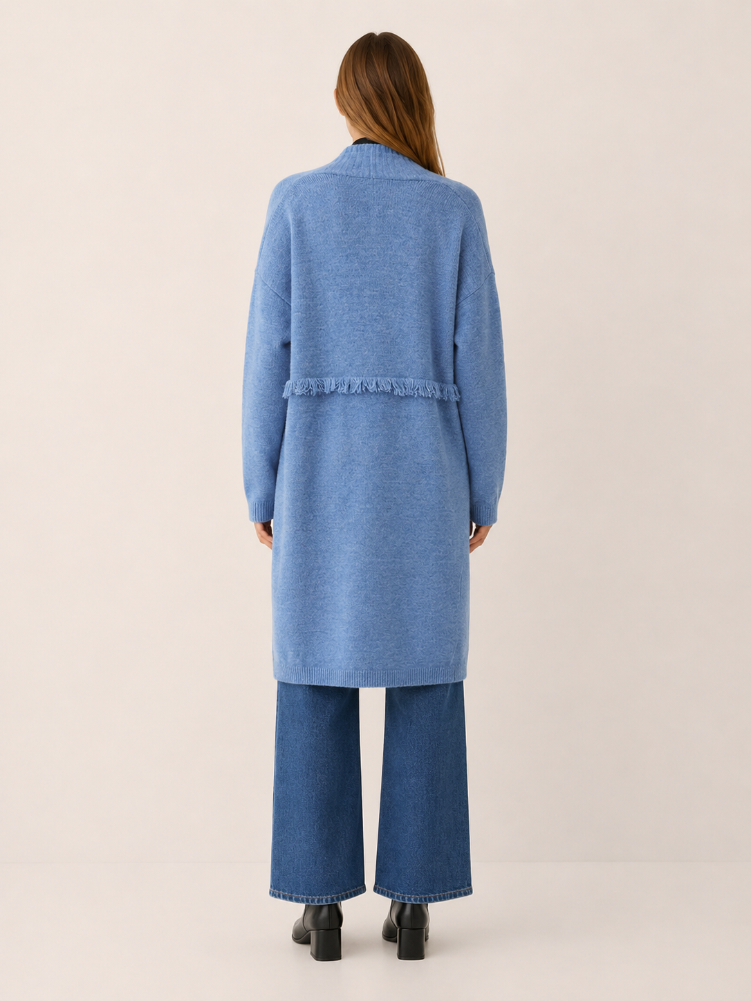 Apolline | Long Cardigan with Open Front and Pockets