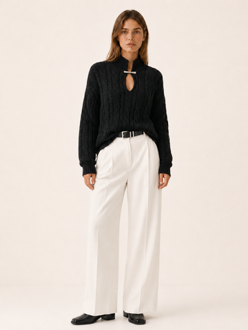 Araminta | Jumper with Keyhole Neckline and Clasp Detail