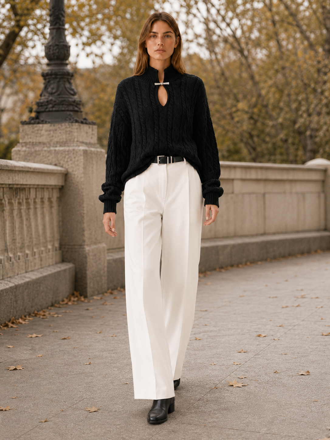Araminta | Jumper with Keyhole Neckline and Clasp Detail