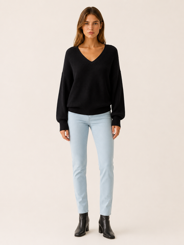 Ardessa | V Neck Jumper with Dropped Shoulders and Relaxed Fit