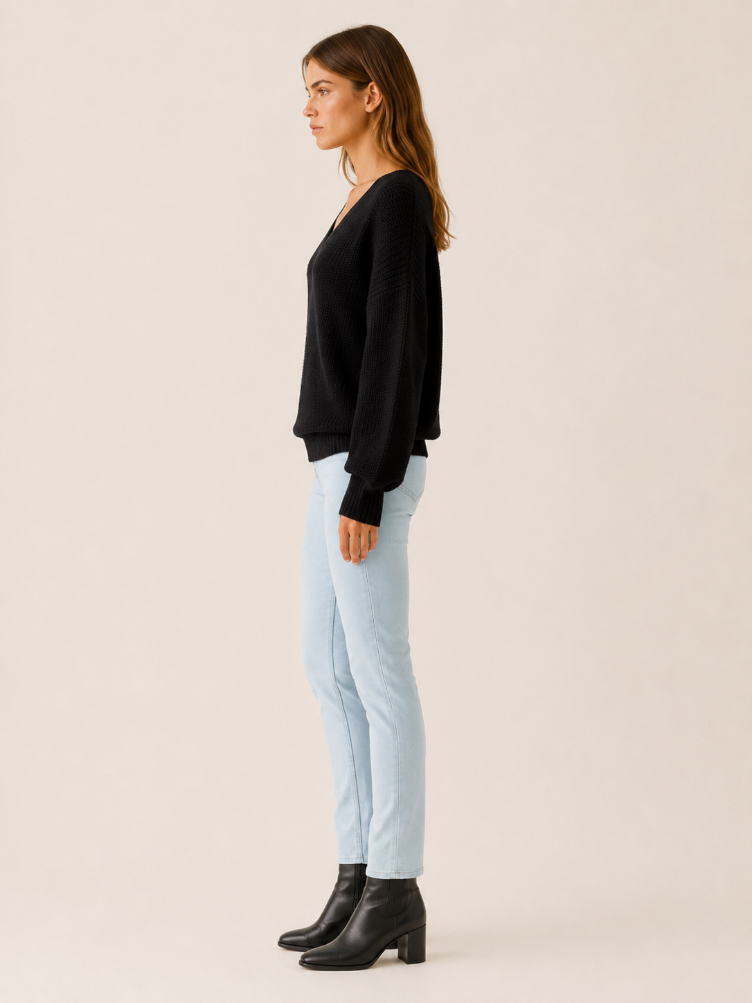 Ardessa | V Neck Jumper with Dropped Shoulders and Relaxed Fit