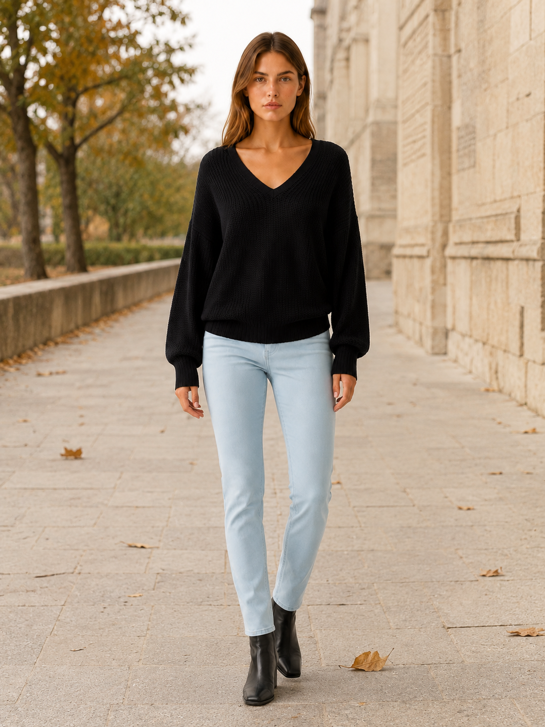 Ardessa | V Neck Jumper with Dropped Shoulders and Relaxed Fit