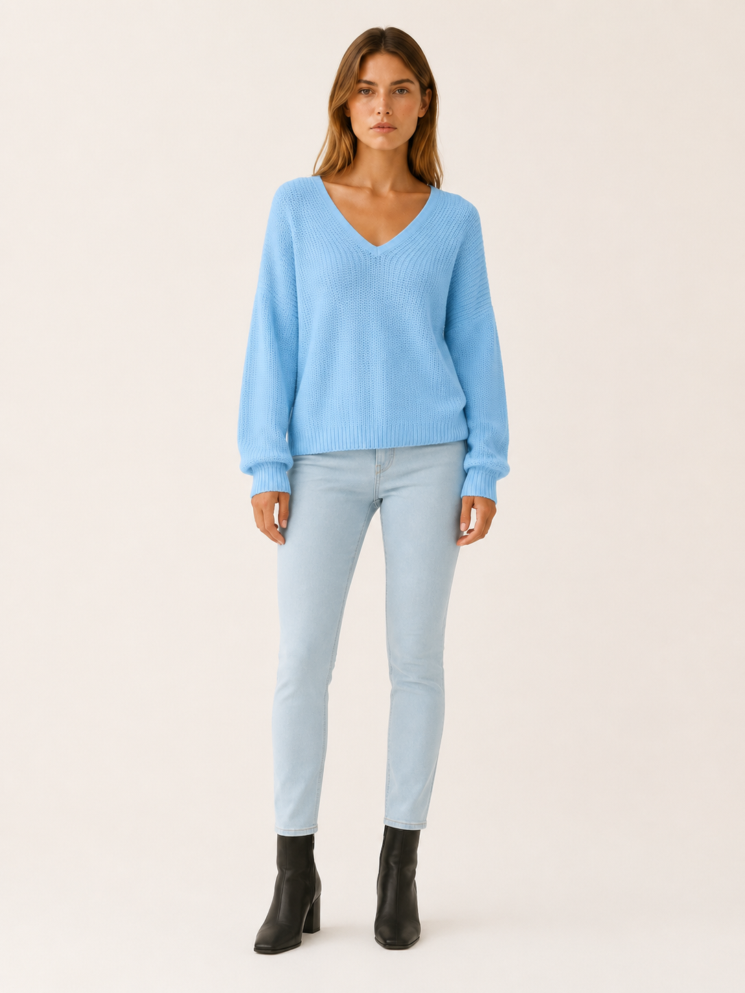 Ardessa | V Neck Jumper with Dropped Shoulders and Relaxed Fit