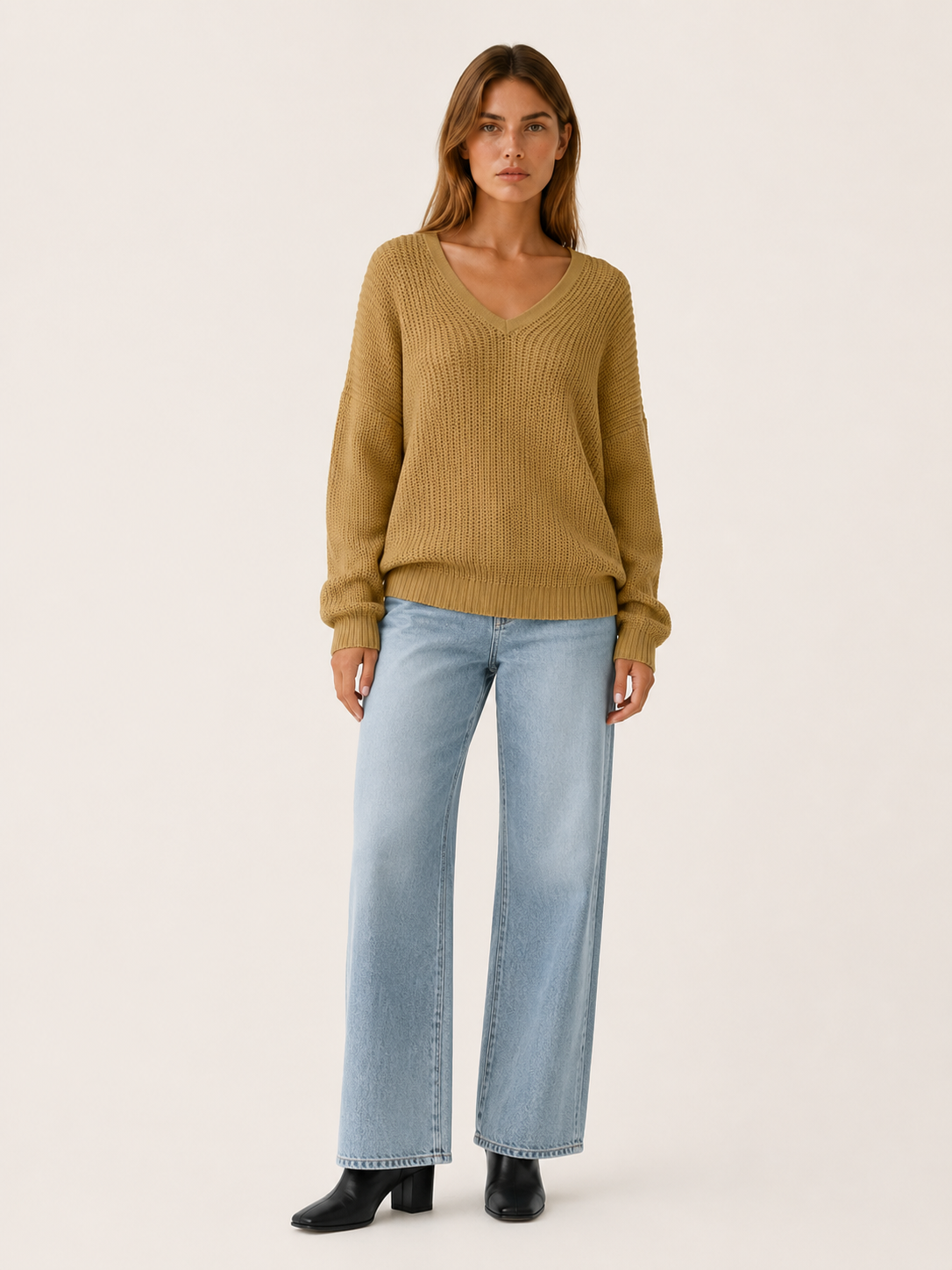 Ardessa | V Neck Jumper with Dropped Shoulders and Relaxed Fit