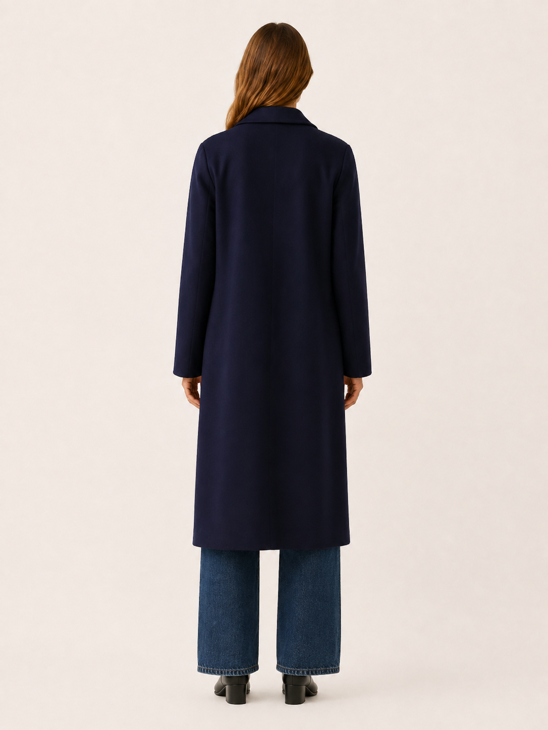 Ariane | Long Trench Coat with Open Front and Roll-Tab Sleeves