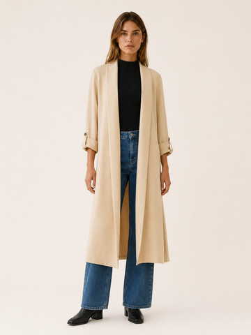 Ariane | Women’s Long Trench Coat with Open Front