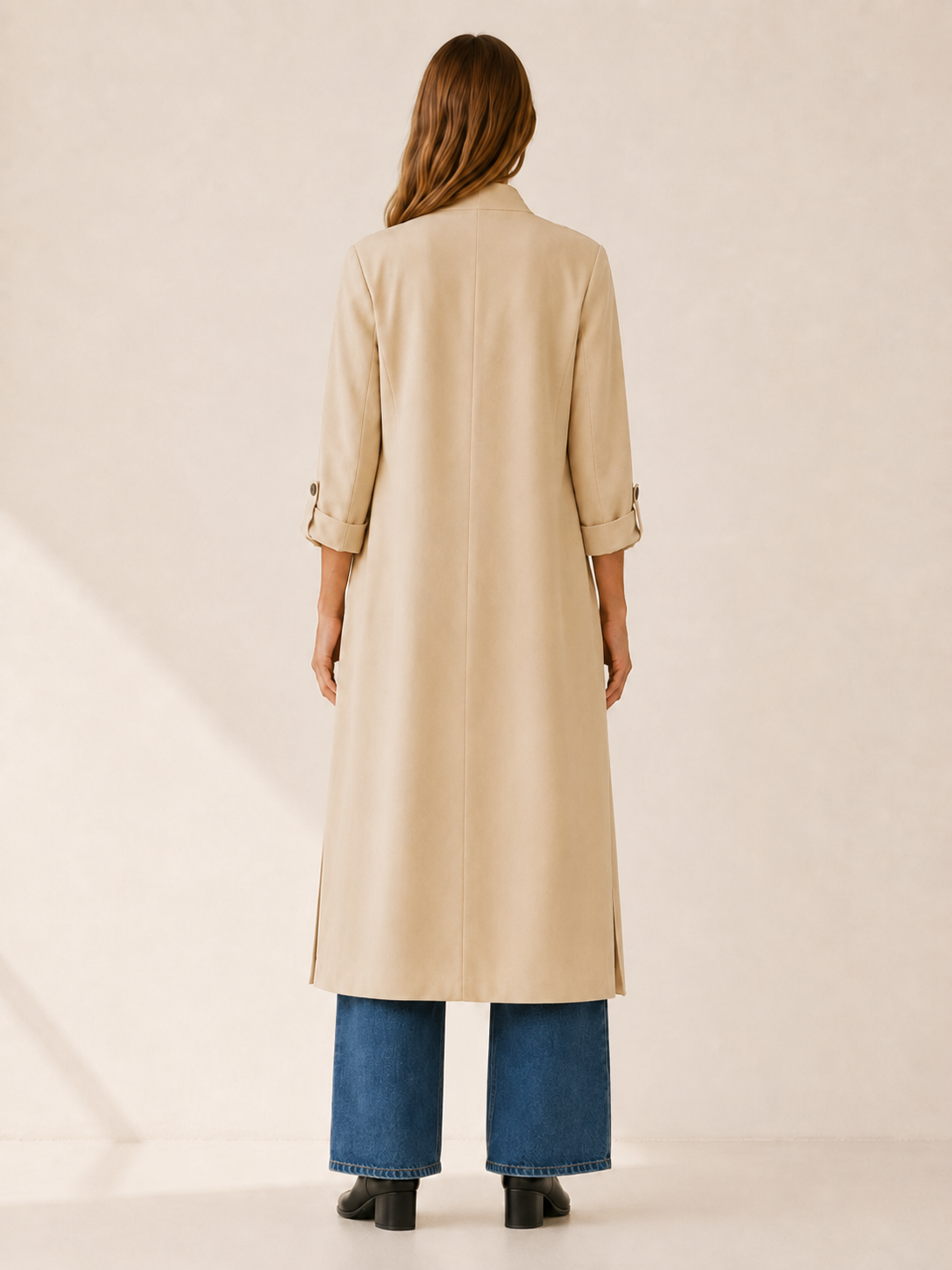 Ariane | Women’s Long Trench Coat with Open Front