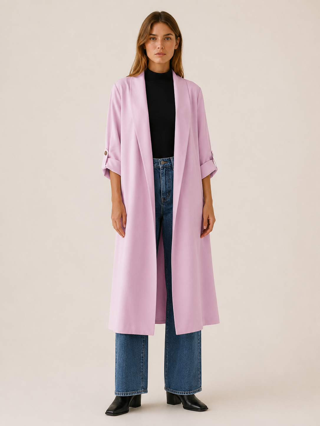 Ariane | Women’s Long Trench Coat with Open Front