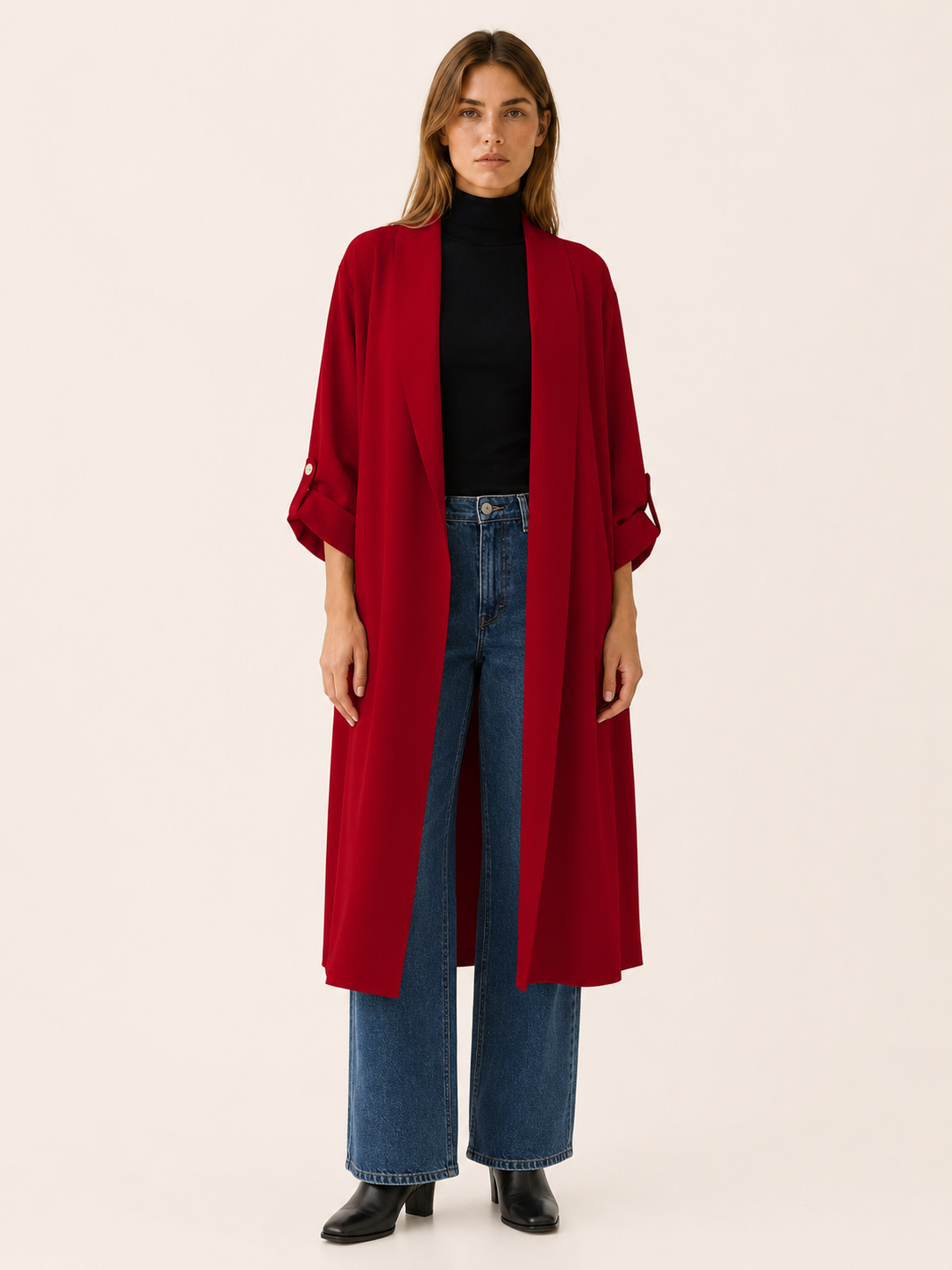Ariane | Women’s Long Trench Coat with Open Front