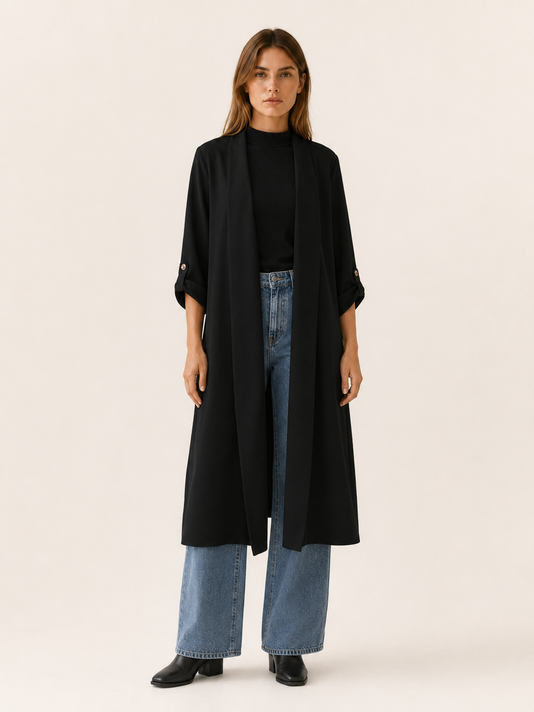 Ariane | Women’s Long Trench Coat with Open Front