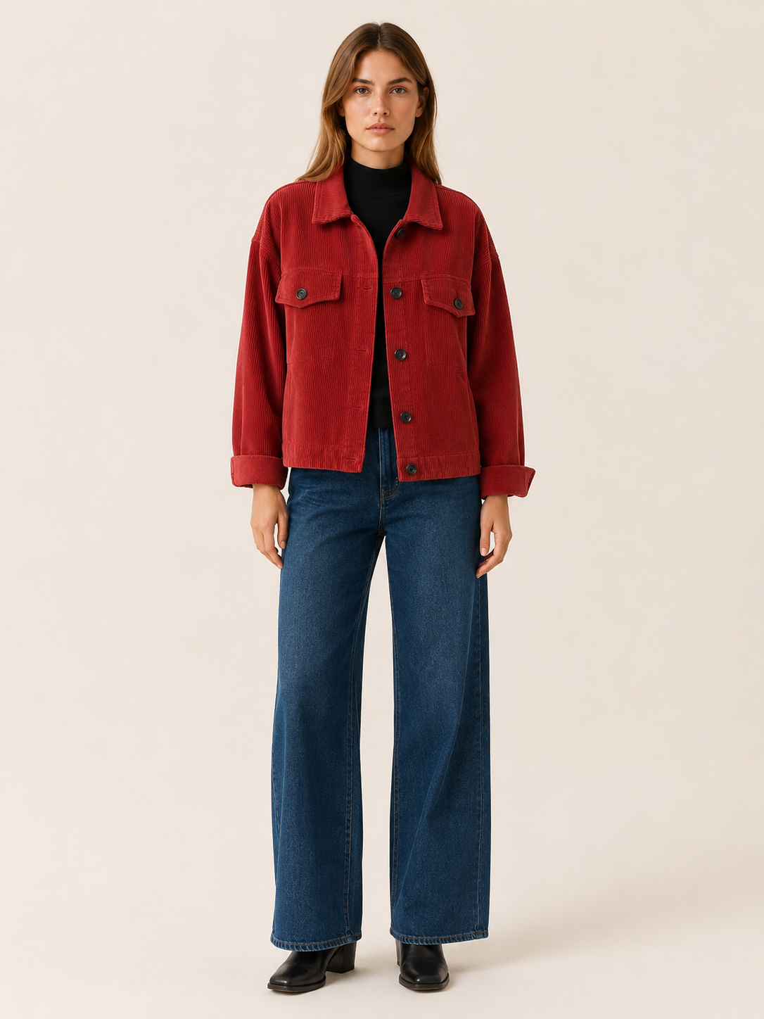 Arianwen | Women’s Short Jacket with Button Front and Flap Pockets