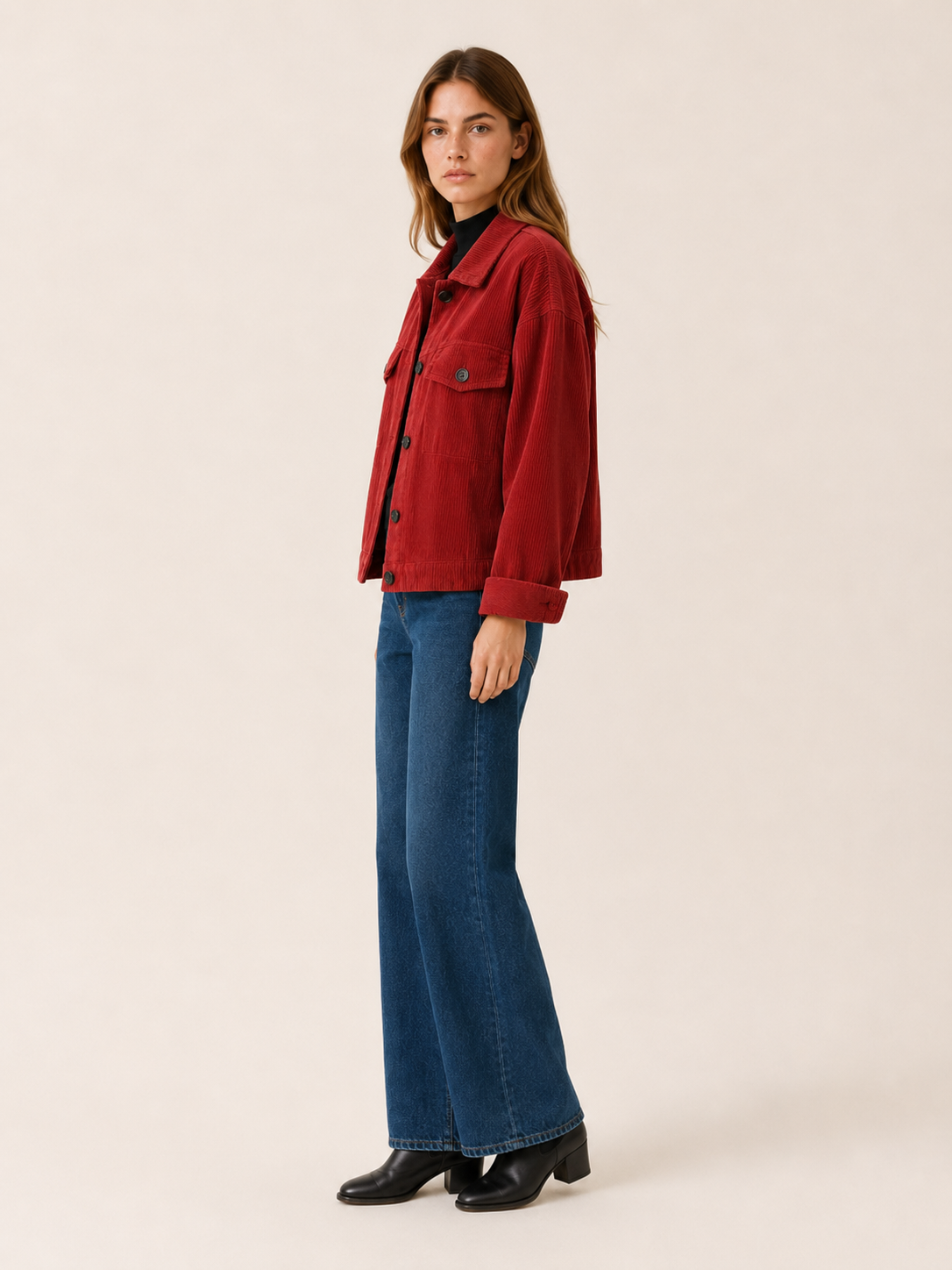Arianwen | Women’s Short Jacket with Button Front and Flap Pockets