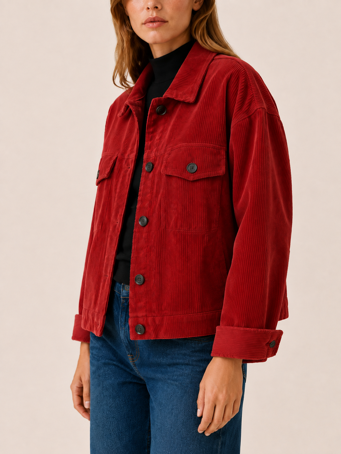 Arianwen | Women’s Short Jacket with Button Front and Flap Pockets