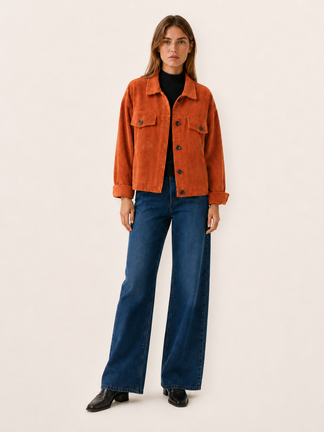 Arianwen | Women’s Short Jacket with Button Front and Flap Pockets