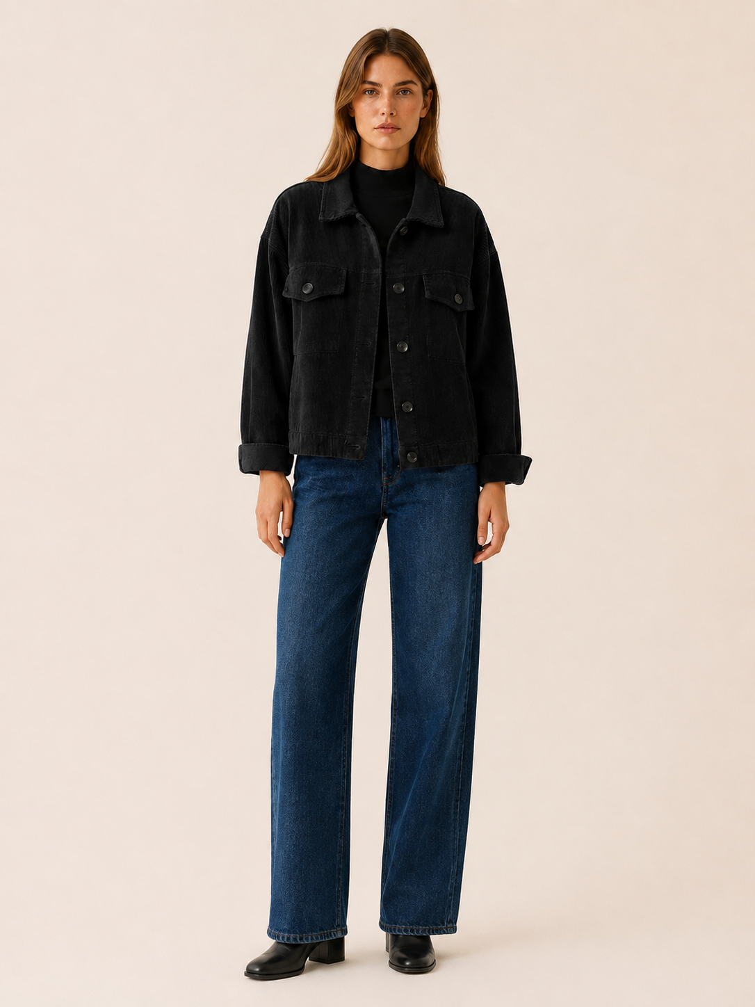 Arianwen | Women’s Short Jacket with Button Front and Flap Pockets
