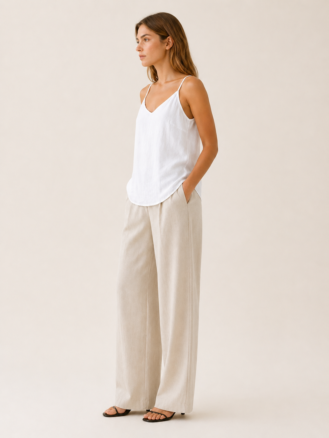 Arlette | Linen Cami Top with Spaghetti Straps