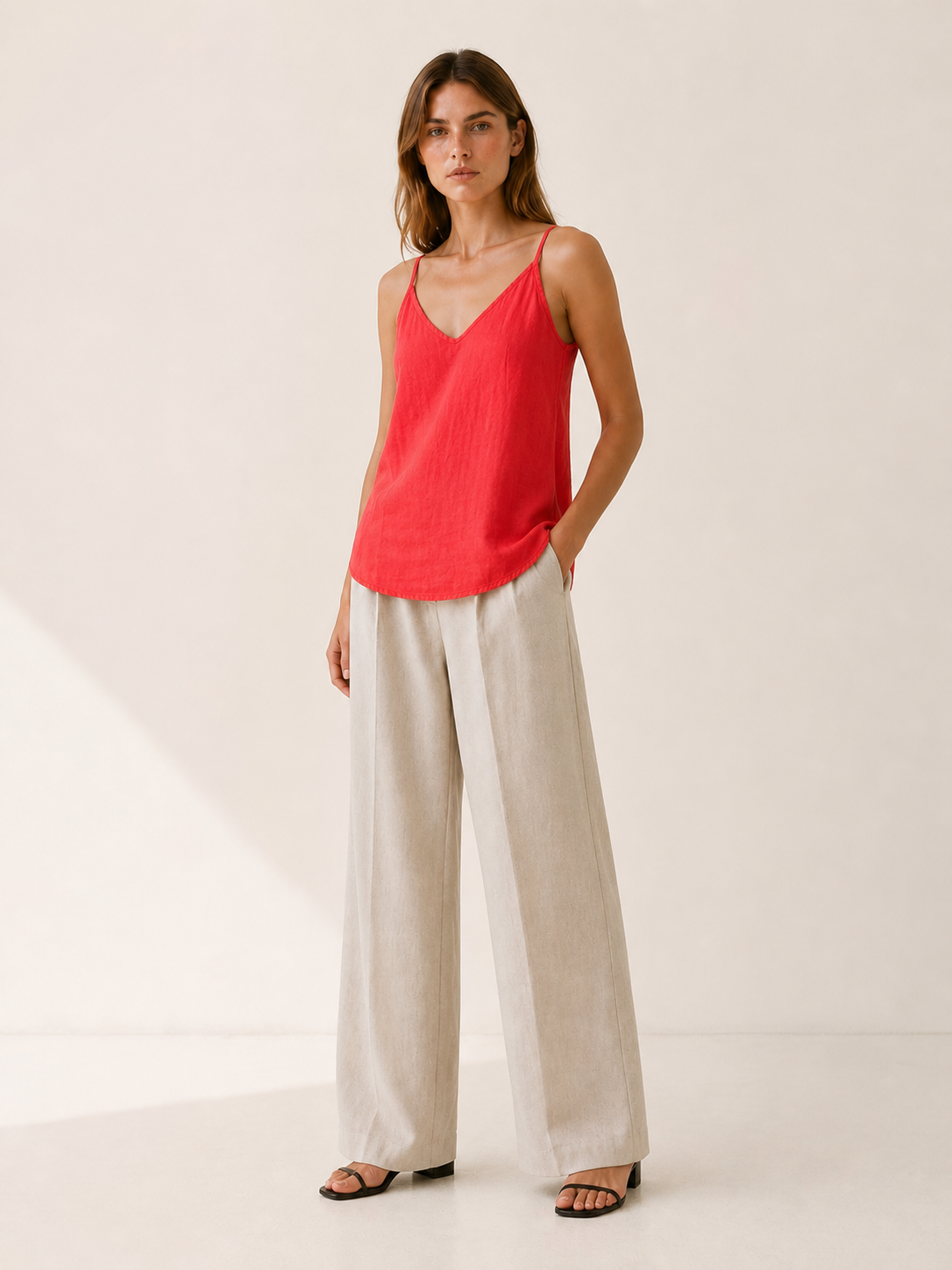 Arlette | Linen Cami Top with Spaghetti Straps