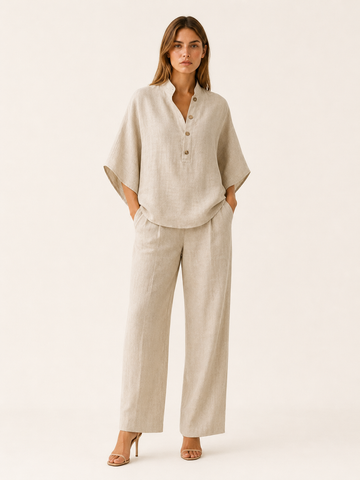 Armina | Linen Co Ord Set with Wide Leg Trousers