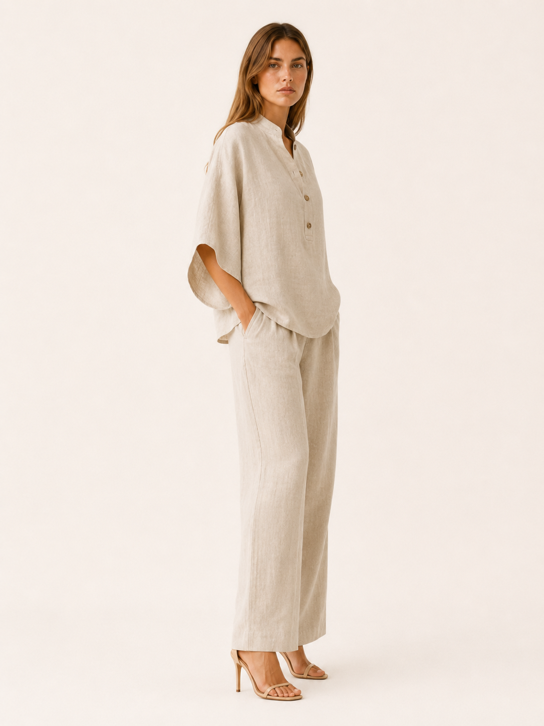 Armina | Linen Co Ord Set with Wide Leg Trousers