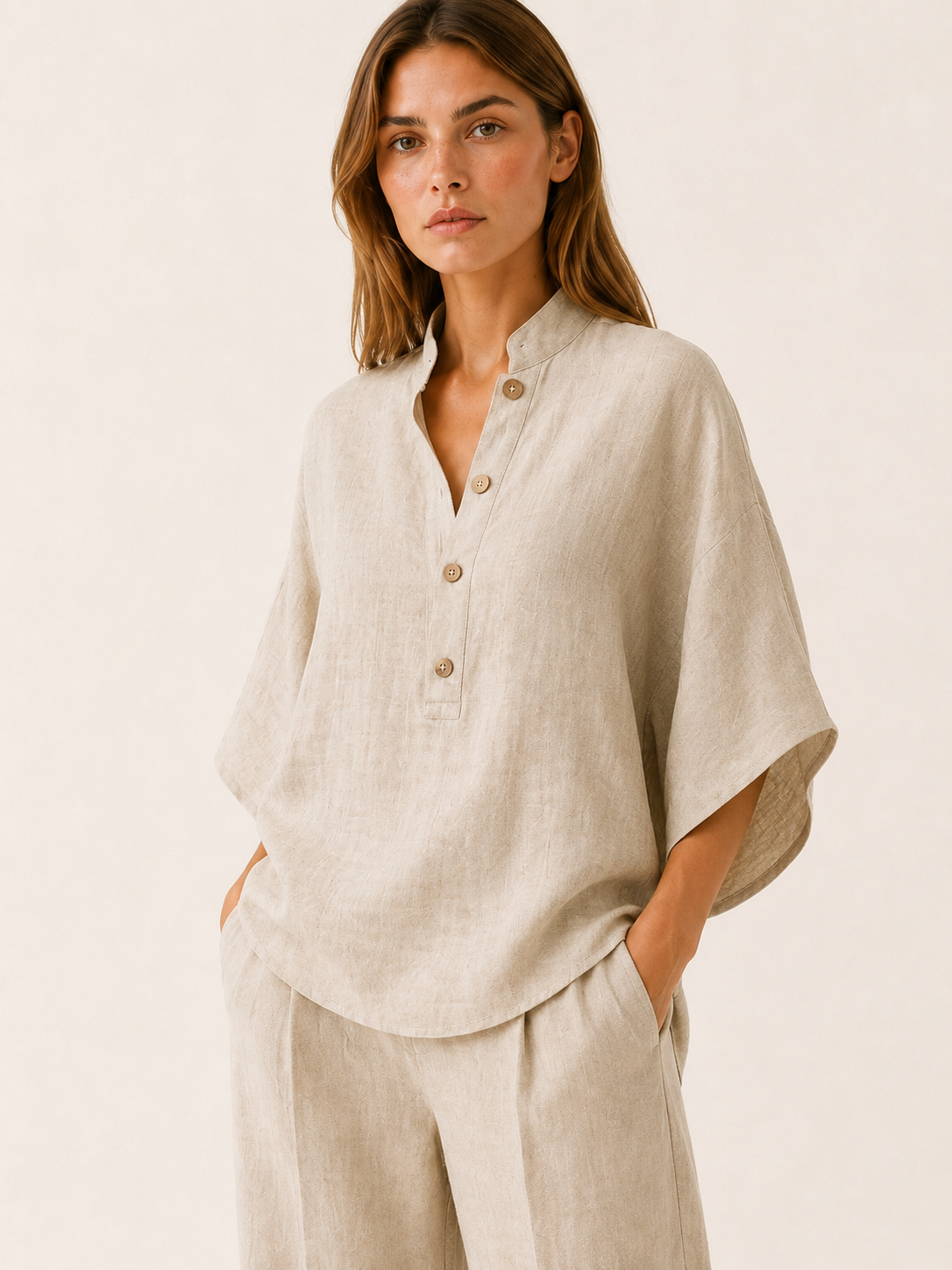 Armina | Linen Co Ord Set with Wide Leg Trousers