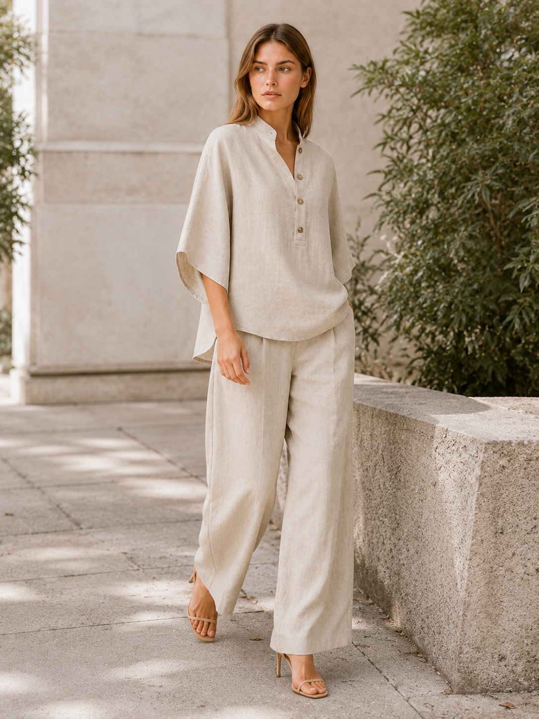 Armina | Linen Co Ord Set with Wide Leg Trousers