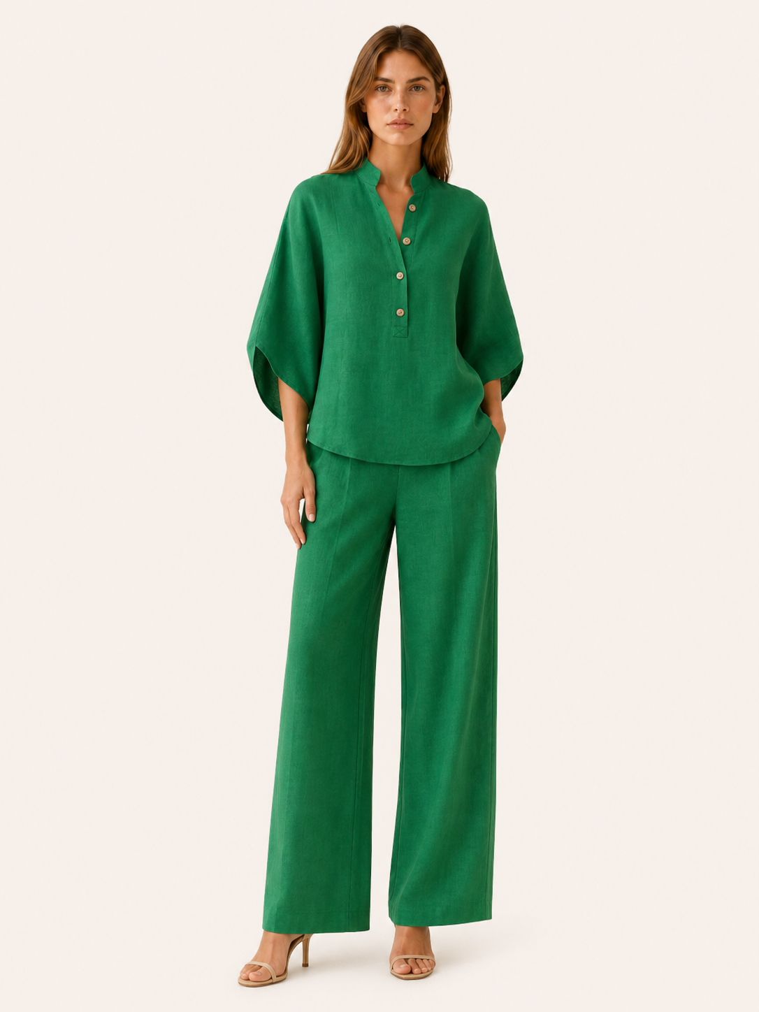 Armina | Linen Co Ord Set with Wide Leg Trousers