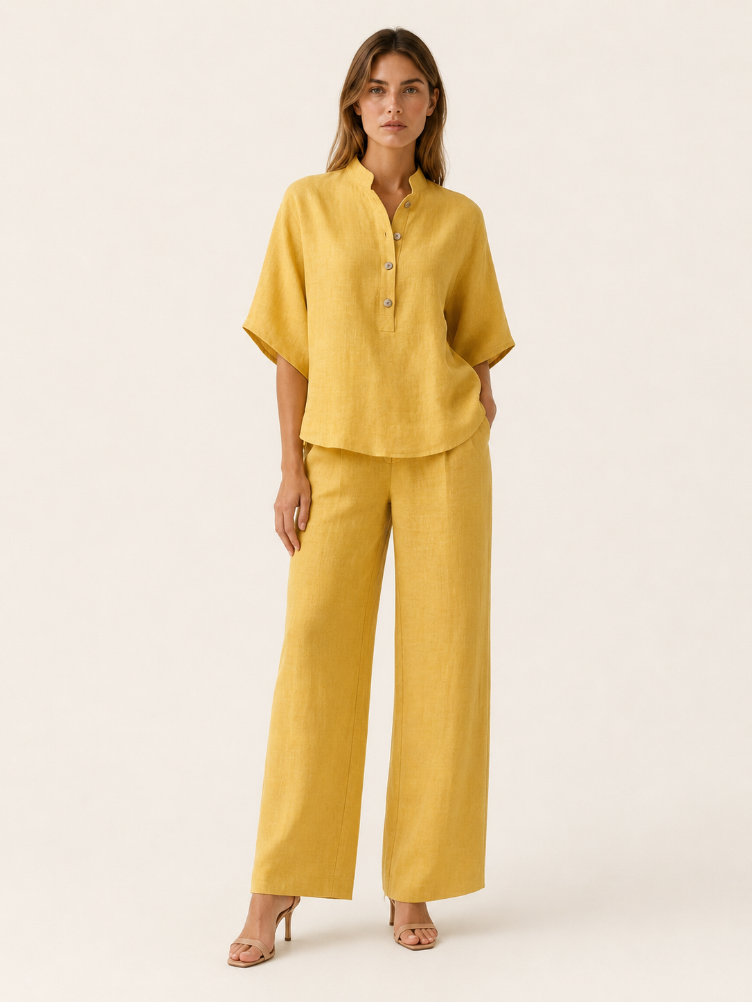 Armina | Linen Co Ord Set with Wide Leg Trousers