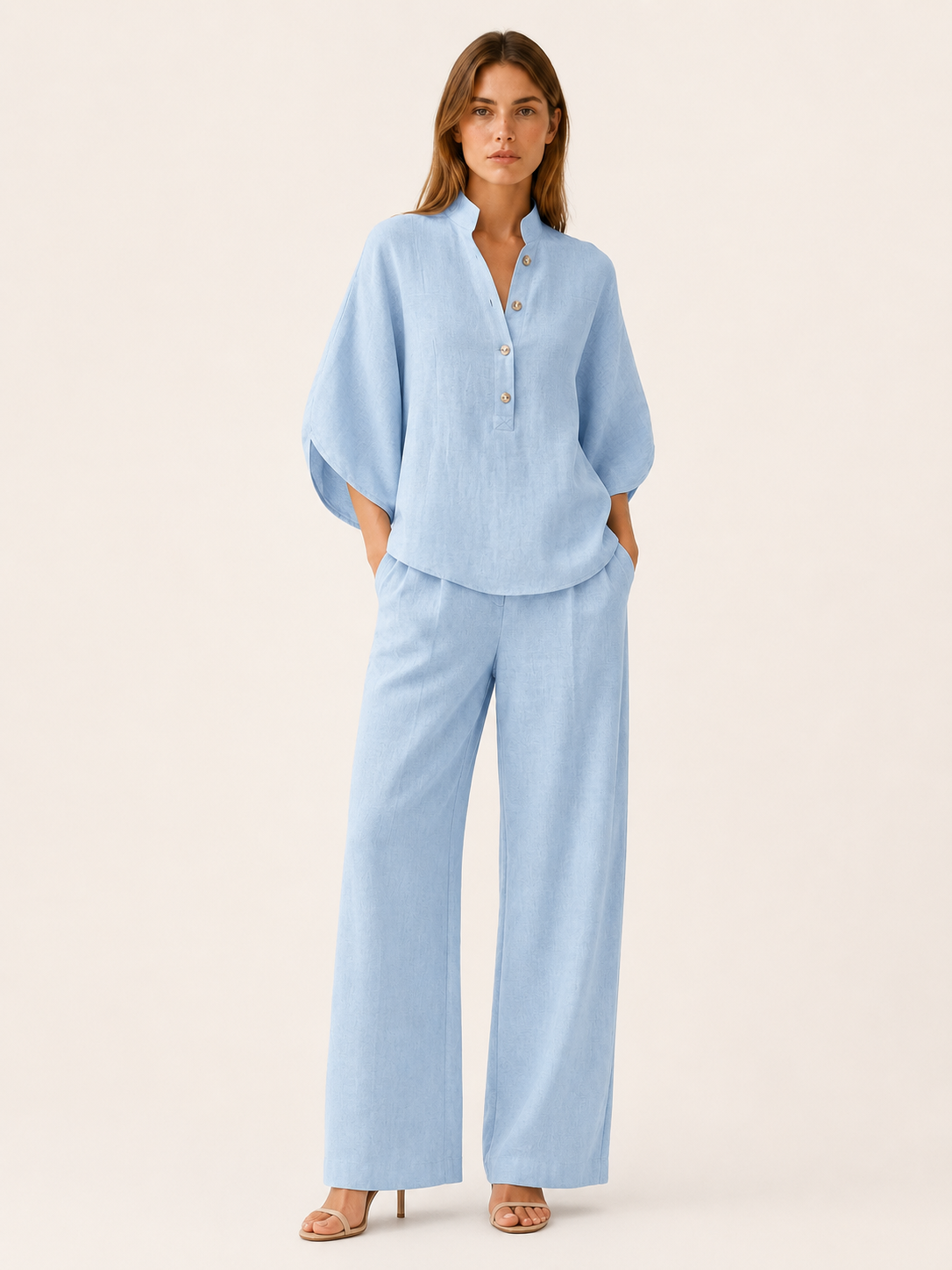 Armina | Linen Co Ord Set with Wide Leg Trousers
