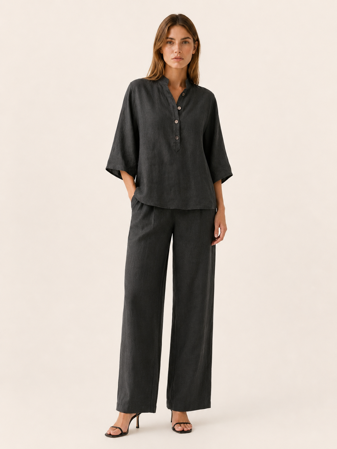 Armina | Linen Co Ord Set with Wide Leg Trousers