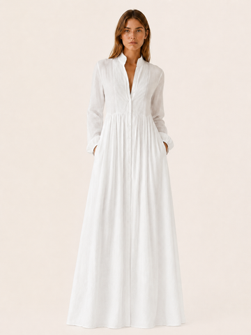 Arvenna | Button Front Maxi Dress with Long Sleeves and Pockets