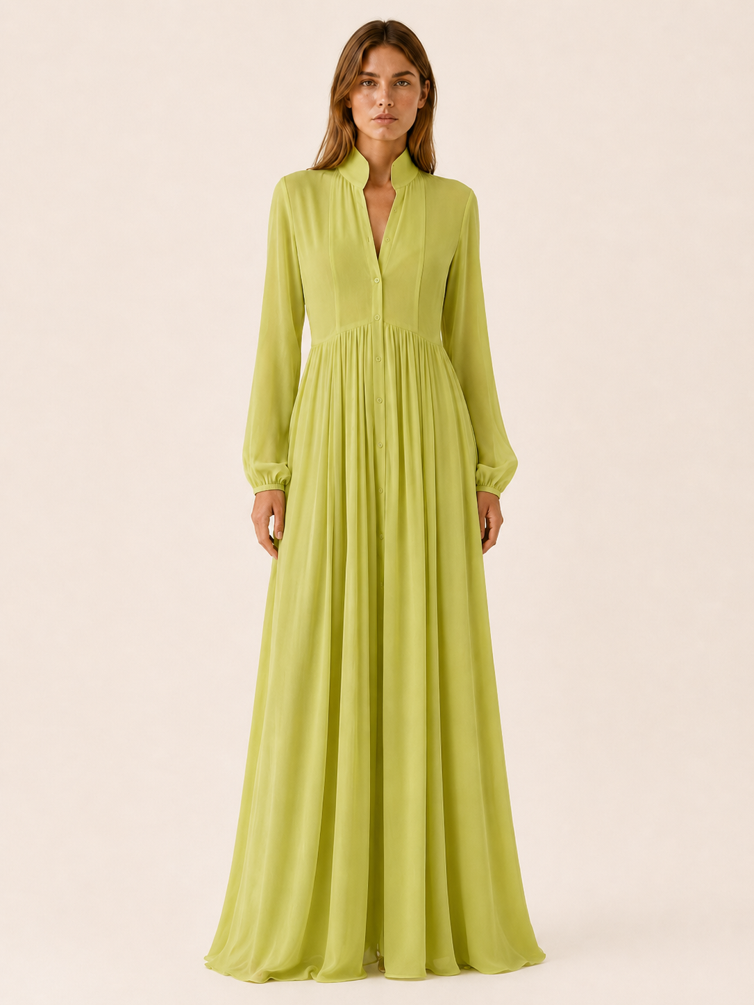 Arvenna | Button Front Maxi Dress with Long Sleeves and Pockets