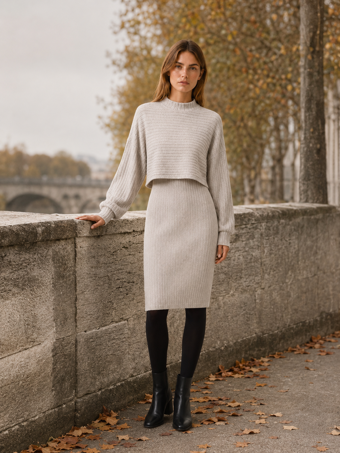 Asteria | Bodycon Midi Dress with Cropped Jumper