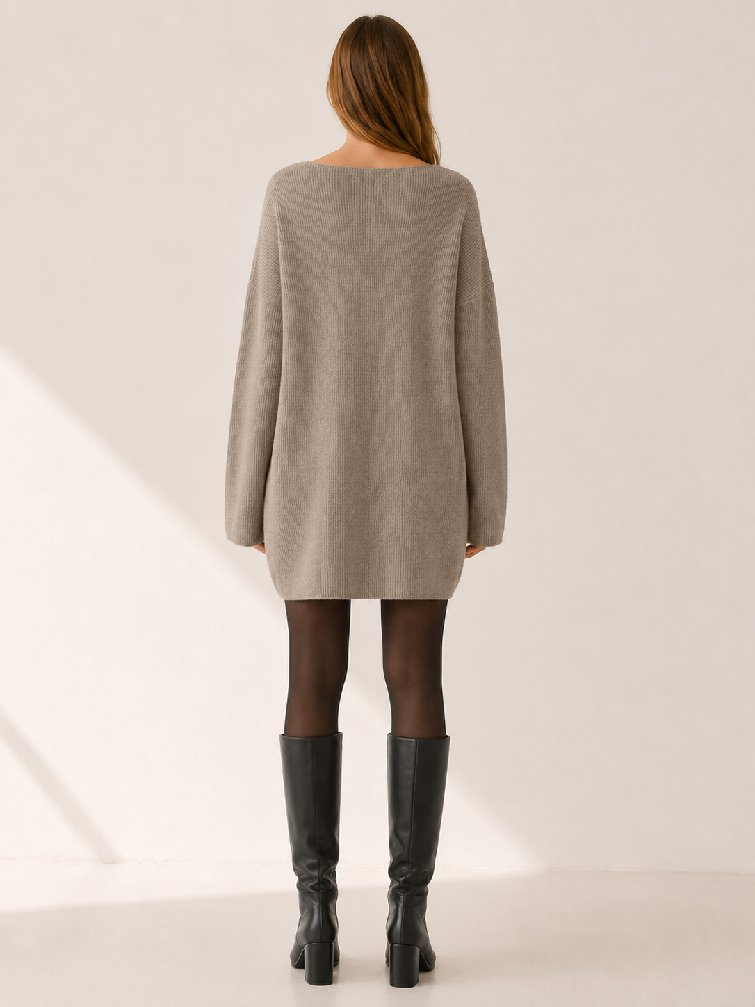Auralisse | Jumper Dress with V-Neck and Dropped Shoulders