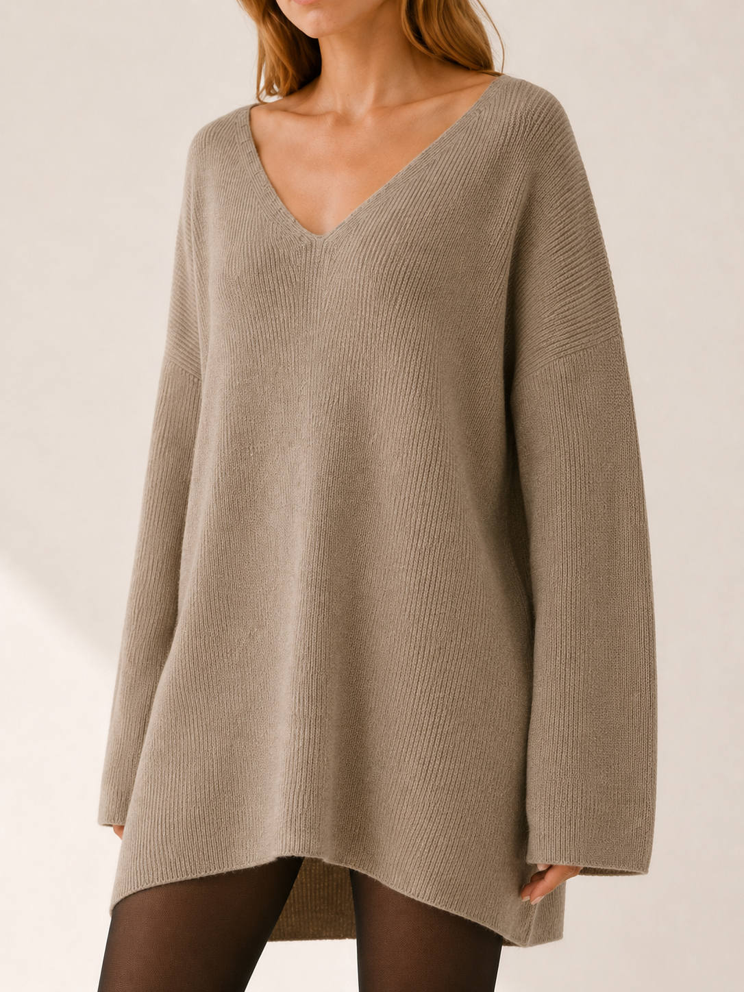 Auralisse | Jumper Dress with V-Neck and Dropped Shoulders