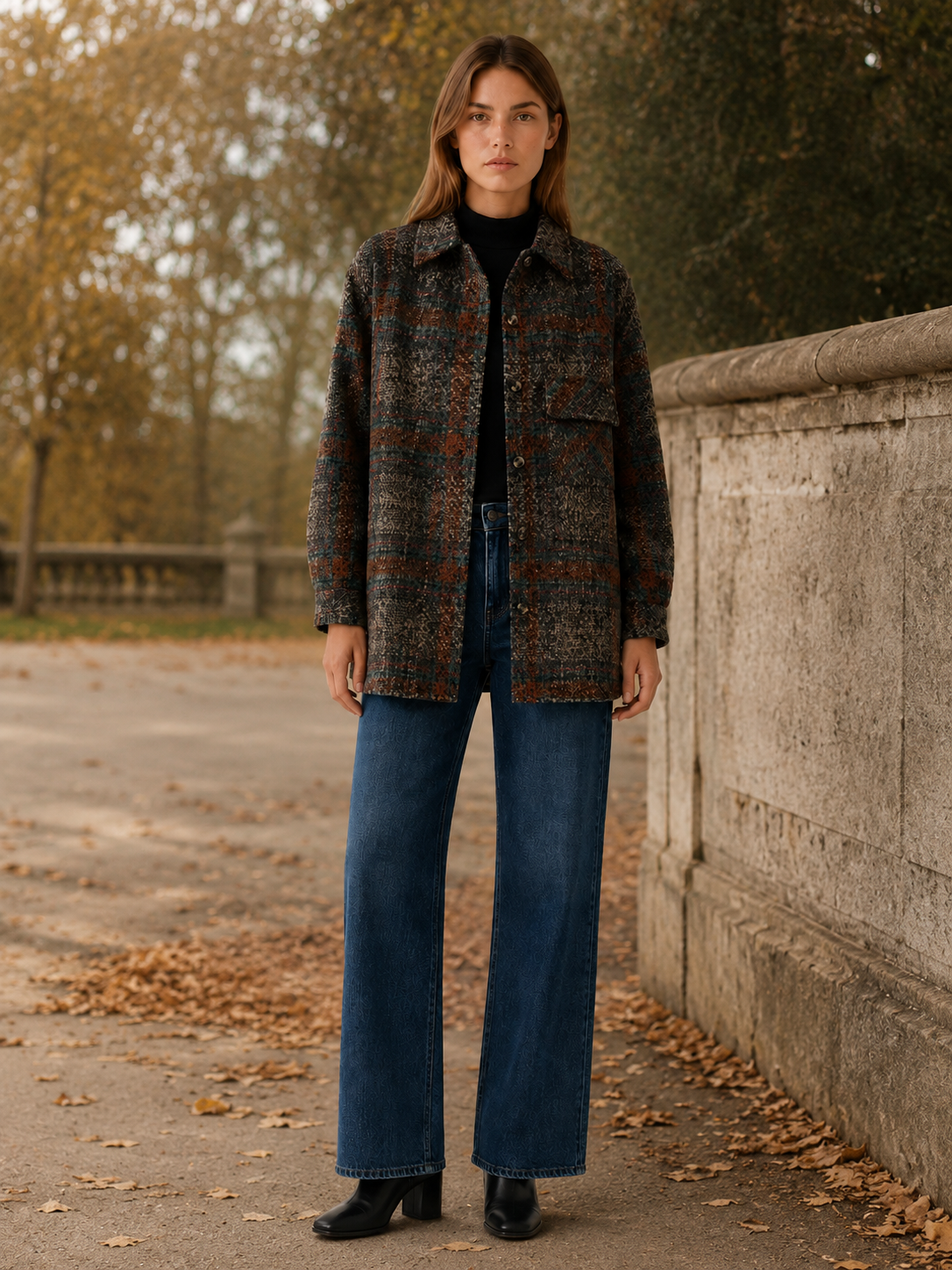 Aurestine | Women’s Jacket with Check Pattern and Patch Pockets