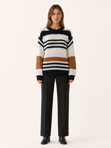 Aurette | Striped Jumper with Round Neck and Relaxed Fit