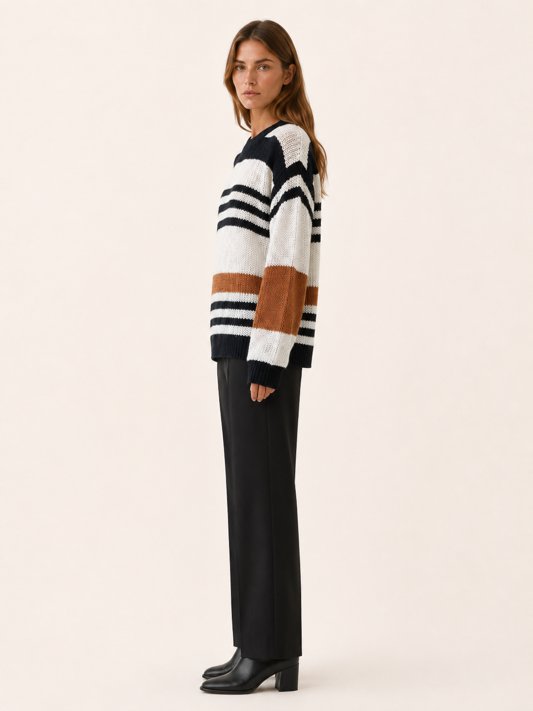 Aurette | Striped Jumper with Round Neck and Relaxed Fit