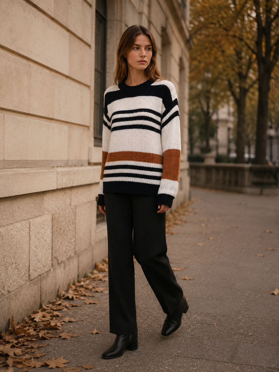 Aurette | Striped Jumper with Round Neck and Relaxed Fit