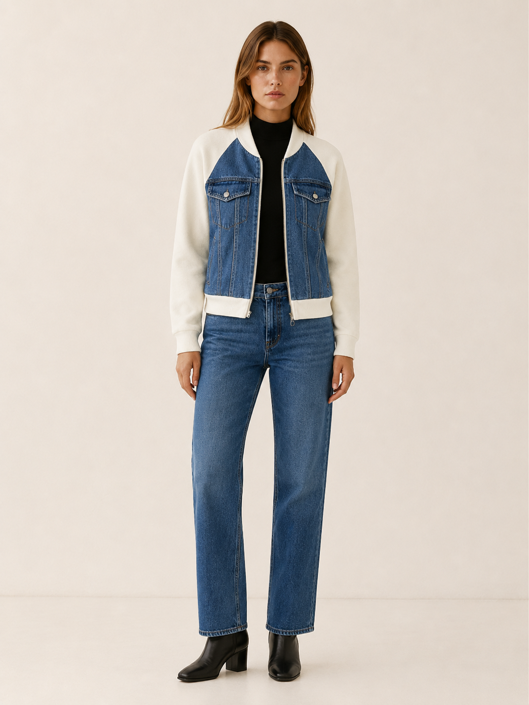 Aurevyn | Women's Contrast Sleeve Bomber Jacket