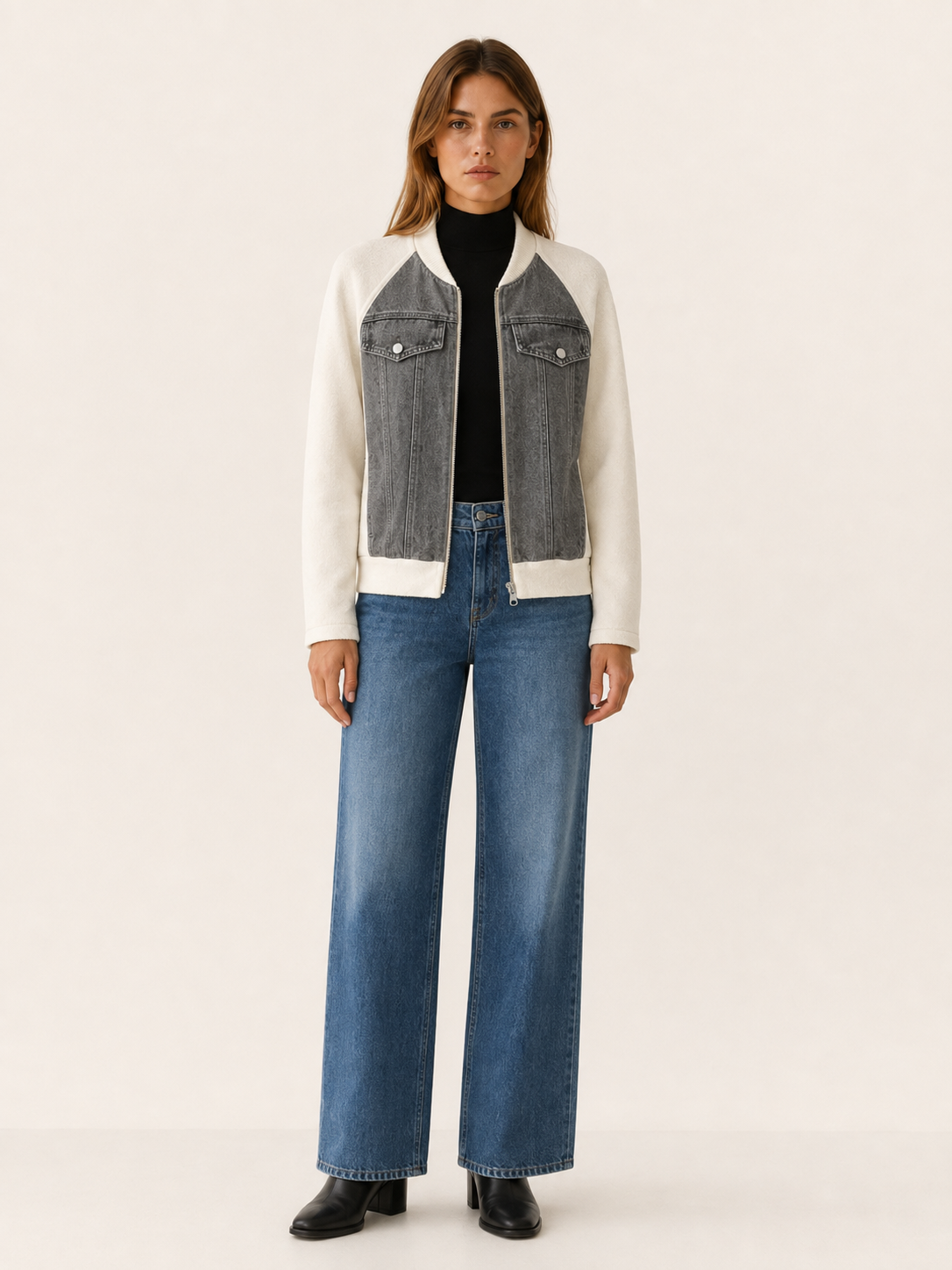 Aurevyn | Women's Contrast Sleeve Bomber Jacket