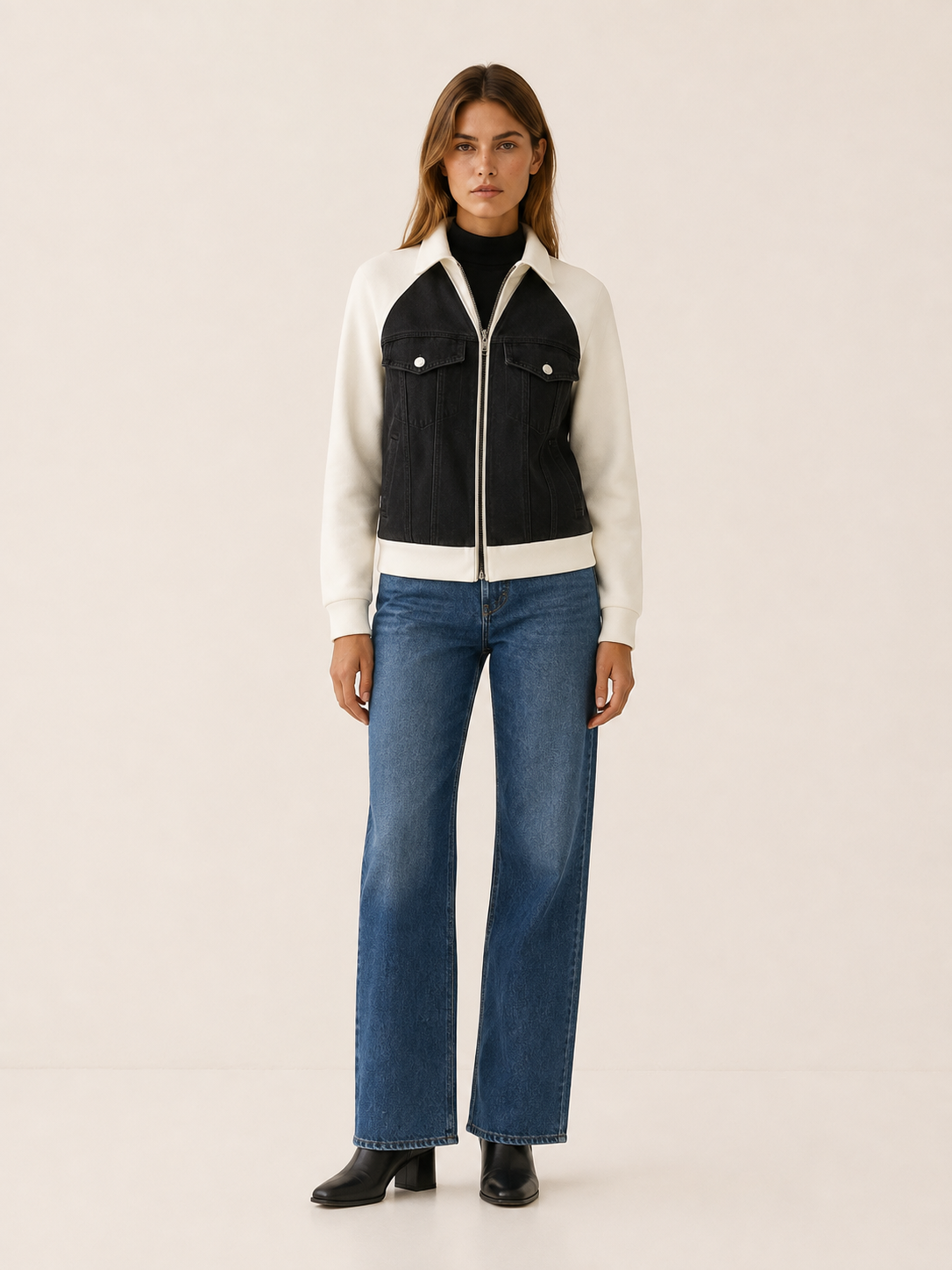 Aurevyn | Women's Contrast Sleeve Bomber Jacket