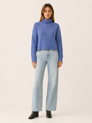 Auvrelle | Cropped Sweater with Roll Neck and Textured Detail